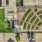 aerial view of landscaping area and parking lot