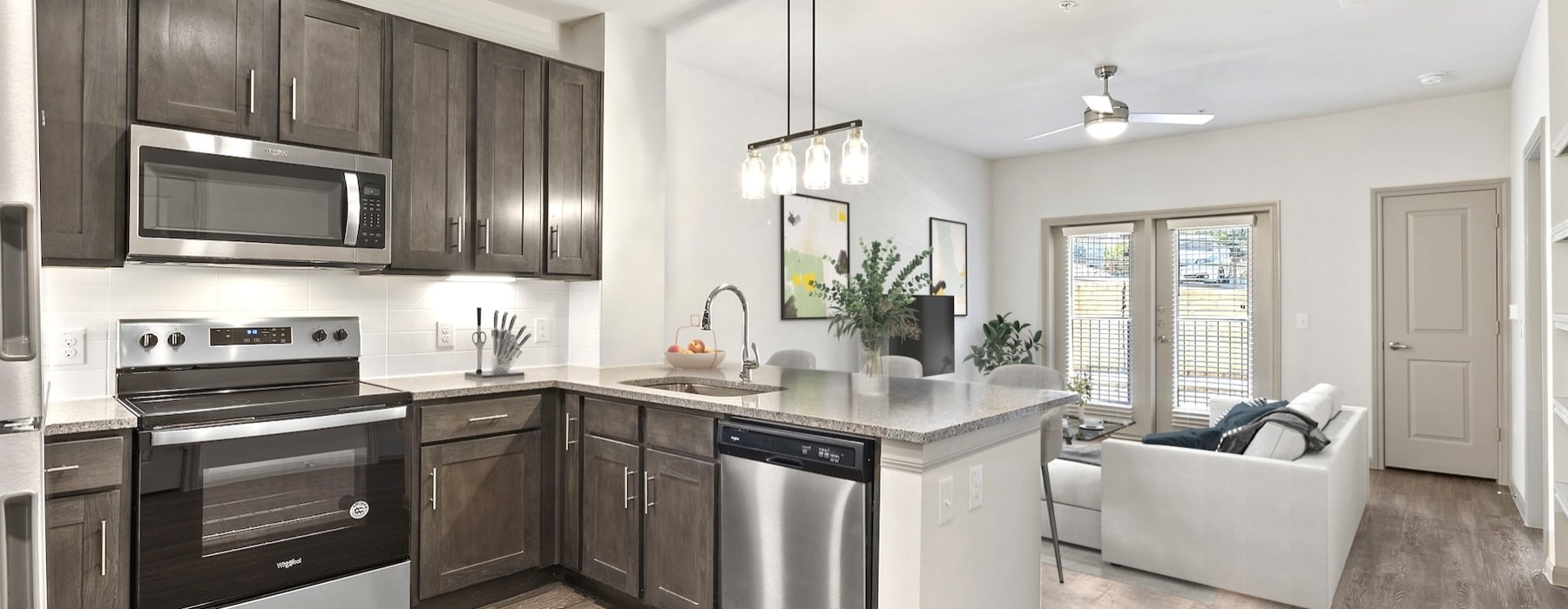 kitchen with stainless steel appliances and wood cupboards