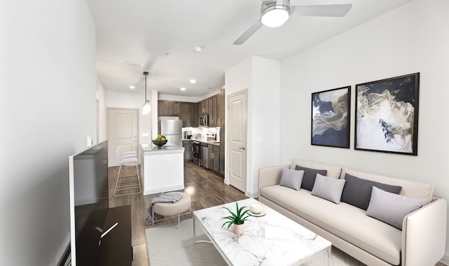living room with couch coffee table and tv